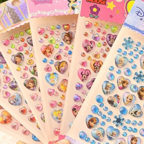 Disney Princess Frozen Sofia Mickey Mouse Minnie Rhinestone Stickers Funny Kids Toys Cute Anime Stickers Cartoon Kawaii Sticker