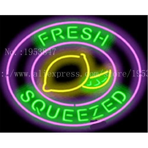 Fresh Squeezed Lemonade neon sign Handcrafted Light Bar Beer Pub Club signs Business Signboard diet food Decoration 19"x15"