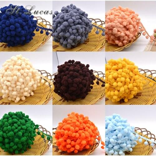 New hot sale 5yd/lot 25mm width colorful PP ball elastic lace ribbon tassel trim sewing material accessories for home decoration