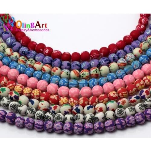 OlingArt 8MM 50pcs Mixed Colors Flower Soft ceramic Polymer Clay Jewelry Beads DIY Bracelet choker necklace jewelry making 2019