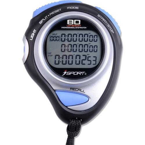 Sports Stopwatch LCD Professional Digital Handheld 80 Laps Memory Three Row seconds Chronograph Counter Timer with strap