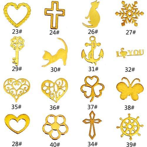 QIAOQIAO DIY 10pcs/lot New nail metal sticker heart word Ultra thin soft copper sheet golden do not fade nail art tool