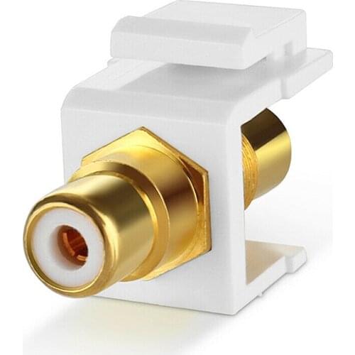 RCA Keystone Jack Insert Connector Socket Female Snap In Adapter Gold Plated Inline Coupler For Wall Plate Outlet Panel Mount