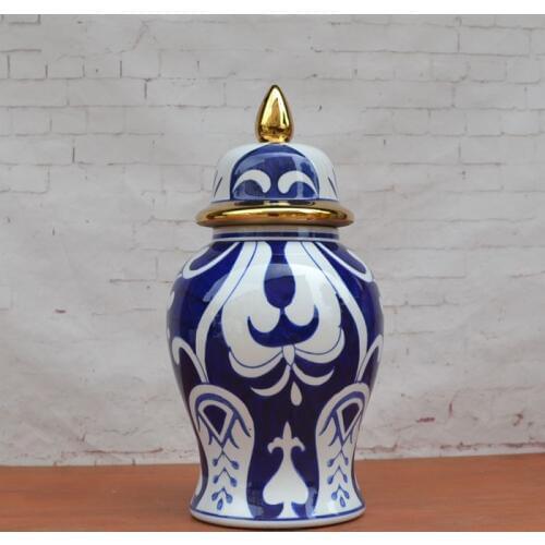 Christmas wedding decoratio Ceramic Decoration Blue White and Gold General Cans European Mixed Wind Porcelain Soft Decoration