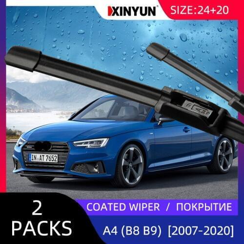 Wiper LHD Front Coated Wiper Blades For Audi A4 Allroad B8 B9 2007-2019 S4 RS4 Windshield Windscreen Front Window 24"+20"