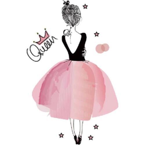 ShinEquin Biker Patch deal with it Clothes Heat Transfer Printing Ballet girl Iron on patches for clothing Diy PVC 3D Stickers