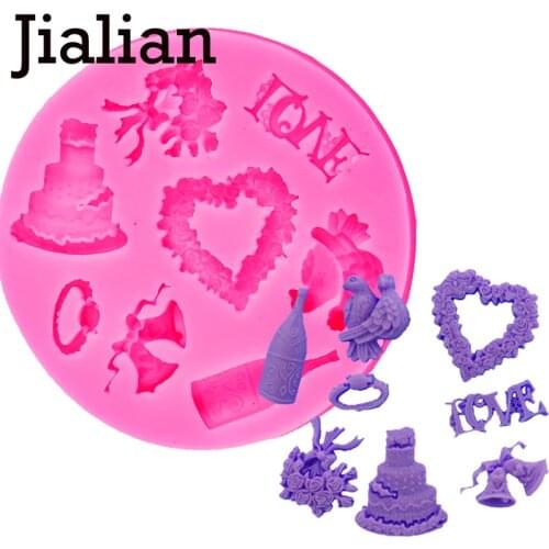 DIY Love bird silicone mould Flowers Bells cake decorating tools chocolate sugar art displays F0966