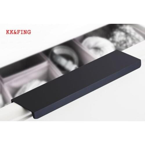 KK&FING Hidden Black Silver Aluminum Alloy Cabinet Door Handles Kitchen Cupboard Pulls Bedroom Door Furniture Handle Hardware