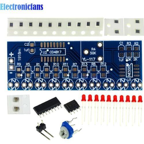 NE555 CD4017 Running LED Flow Light Electronic Production Suite Control Board Module Capacitor Oscillator Clock Siganal DIY Kit