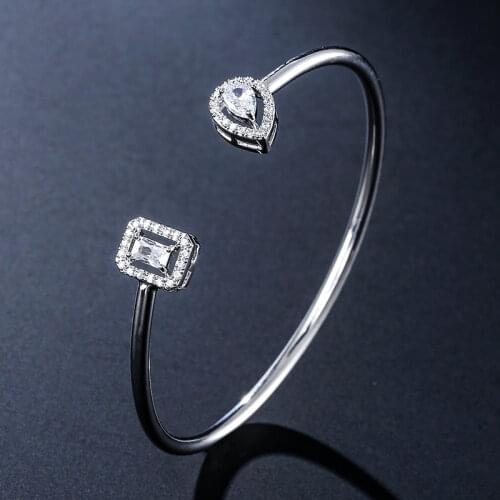 Uilz Trendy Snake Punk Pear Shape Silver Color Adjustable Open Bangle for Women Anniversary Gift Jewelry Wholesale Drop Shipping