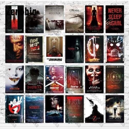 Vintage Horror Movies Metal Poster Wall Art Stickers for Pub Bar Club Home Wall Room Decoration Retro Mtal Sign Plaque Tin Plate