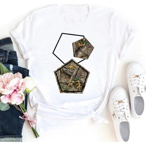 Tops Oversized Clothes 2021 New Summer Geometric Figure Print T Shirt Women White Tshirt Harajuku Fashion T-shirt Leisure Female