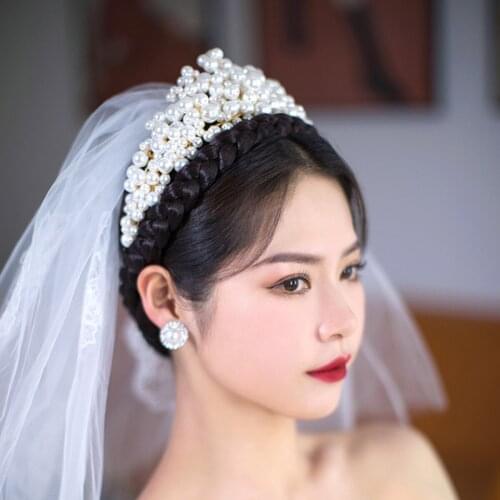 Women Silver Crown Bride Head Wedding Trendy Princess Pearl Luxury Hair Accessories Wedding Birthday Holiday New Fashion Jewelry