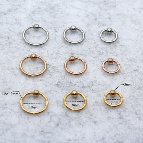 Gold/Steel/Rose Gold 3mm Ball Circle Women Hoop Earrings 6/8/10MM Hoop Ear Loop Smooth Ring Earring Stainless Steel Jewelry