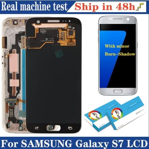 100% Tested 5.1'' Burn Shadow AMOLED for Samsung Galaxy S7 G930 G930F SM-G930F LCD With Frame Display Touch Screen Repair Parts