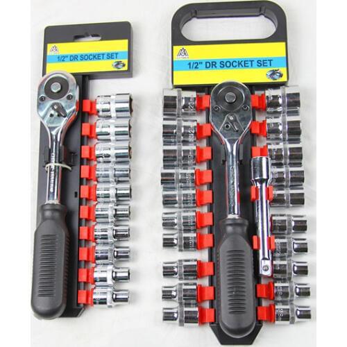 22pc Spanner Socket Set 1/4" 3/8" 1/2" Car Repair Tool Ratchet Wrench Cr-v hand tools Combination Bit Tools Kit