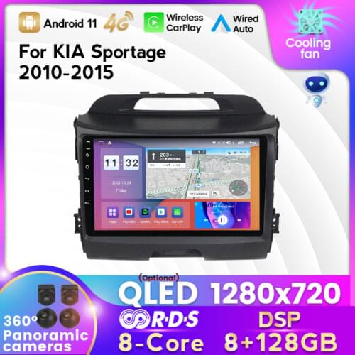 2DIN 6GB+128GB IPS HD Screen 1280*720 Android 11 For Kia Sportage 3 SL 2010 - 2016 Navigation GPS Car Multimedia Radio Player