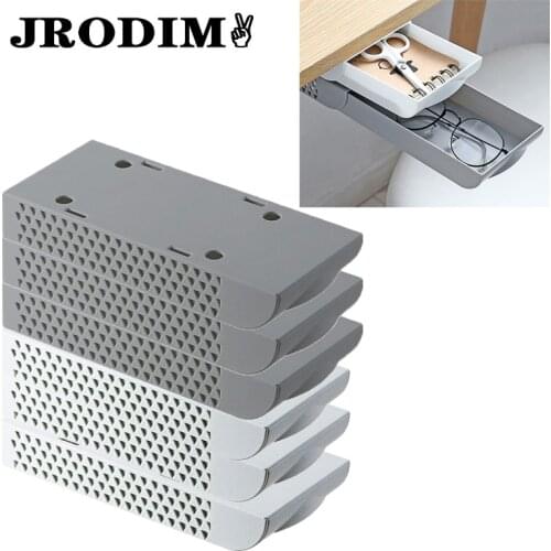 3pcs Adhesive Under Desk Storage Drawers for Office Pencil Pen Case Hidden Sorting Box Kitchen Knife Fork Storage Tray Organizer