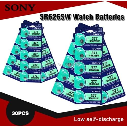 30Pcs SONY 1.55V AG4 377A 377 LR66 LR626 SR626SW SR66 AG4 AG 4 Button Batteries For Watch Toys Remote Cell Coin Battery