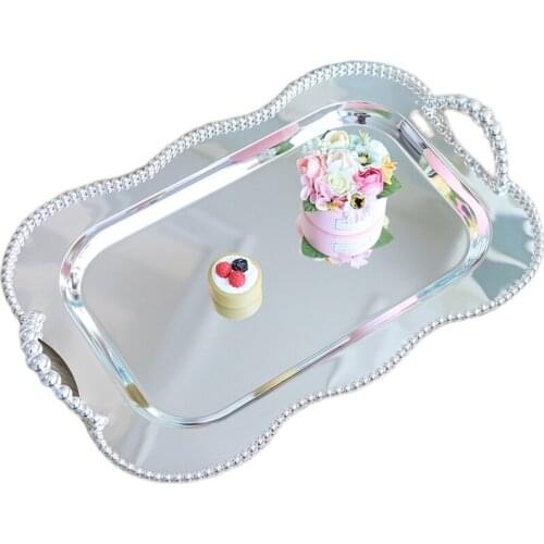 45x32cm large oval classic silver metal serving tray storage tray for tableware cups fruit home decoration storage tray SG030