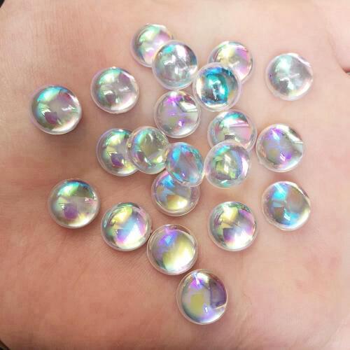 AB Clear Multi Size Shiny AB Resin Round Flat Back Rhinestone Scrapbook DIY Wedding Applique Ornament Crafts F543-547