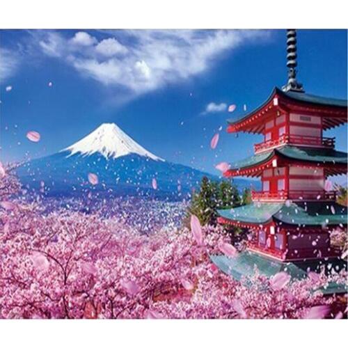 Diamond Mosaic 5D DIY Diamond Painting Cross stitch Scenery of Mount Fuji in Japan Diamond Embroidery Rhinestone Decor Painting