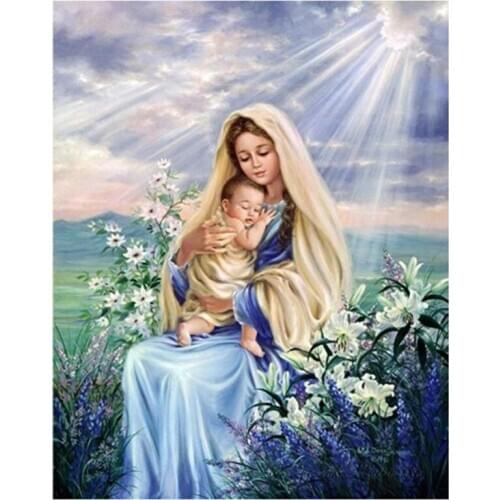 Diamond Painting Virgin Mary Kids Christian Religion Jesus Christ DIY Diamond Embroidery Maternal Love Child Religious Gifts