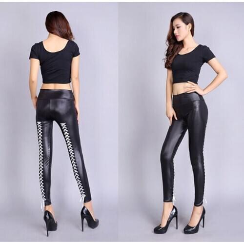 Womens Leather Pants Women Female Autumn Winter High Waisted Pants Leather Trousers Streetwear Skinny Stretch Pencil Pantalons
