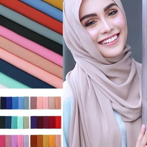 By DHL or fedex 50pcs/lot Women Plain Chiffon Scarf Hijab Wrap Solid Color Shawls Headband Muslim Scarves