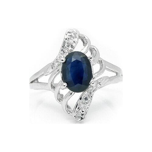 Elegant Silver Sapphire Ring for Daily Wear 5mm*7mm Natural Sapphire Silver Ring 925 Silver Chinese Sapphire Jewelry