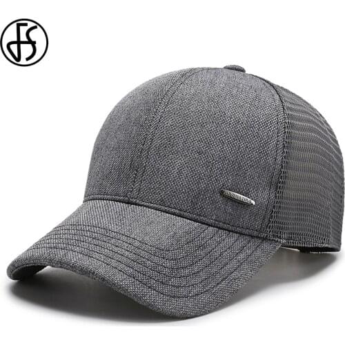 FS Summer Breathable Trucker Cap Outdoor Beach Sun Shade Baseball Caps With Mesh High Quality Gray Cotton Men Women Hat Bone