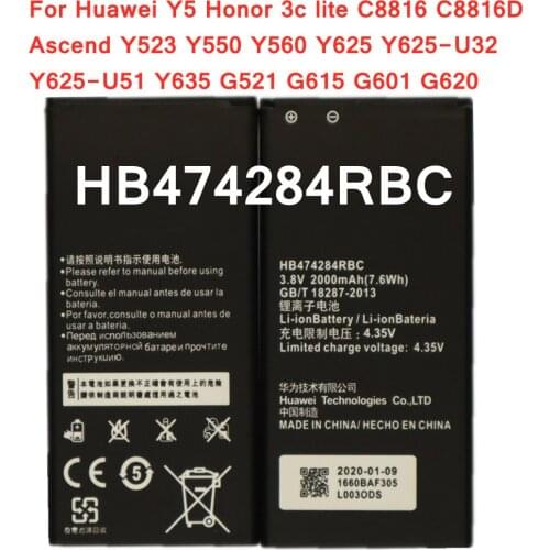 HB474284RBC Battery For Huawei Y5,Honor 3c lite,C8816 C8816D,Ascend Y523 Y550 Y560 Y625 Y625-U32 Y625-U51 Y635,G615 G601 G620