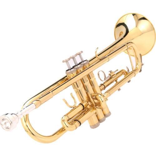 Il belin Trumpet Bb B Flat Brass Gold-painted Exquisite Durable Musical Instrument with Mouthpiece Gloves Strap Case