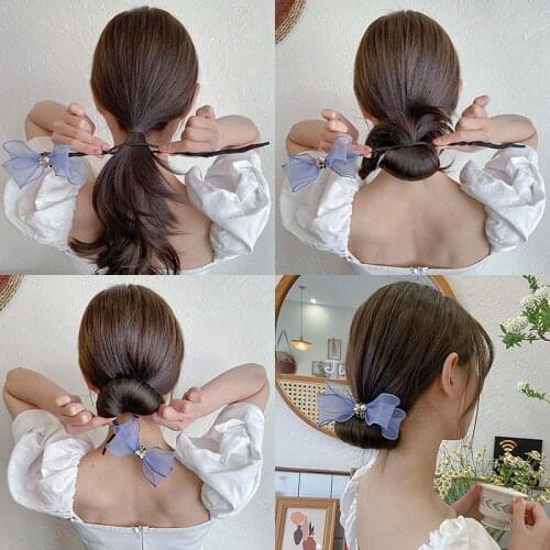 Korean Fashion New Hairpin Bun butterfly braided hair style temperament Women Girls hair head rope hair accessories