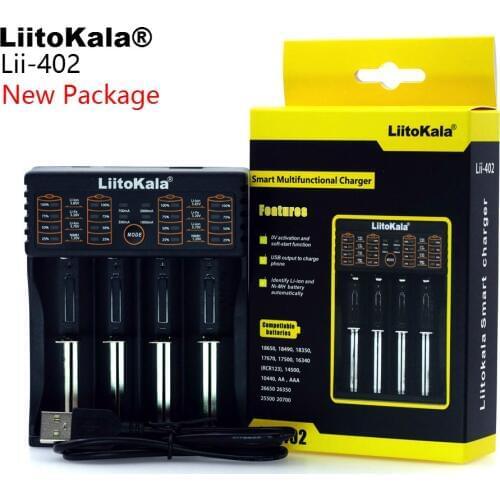 LiitoKala Lii-100 lii-202 Lii-402 1.2 V / 3 V / 3.7 V / 4.25V 18650/26650/18350/16340/18500/AA/AAA NiMH lithium battery charger