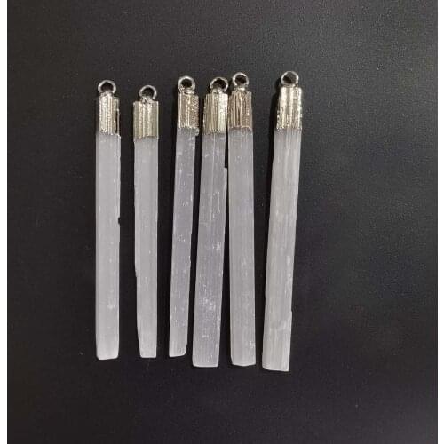 Fashion Women earrigs Stone Rectangle Plaster Men Pendants Making Gypsum Ore Plated white Square Necklace Wholesale 10pcs/lot