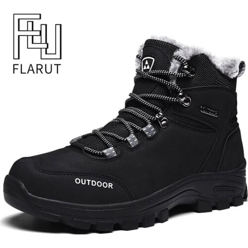 Men Winter Warm Shoes High Top Waterproof Fur Plus Sport Shoes Keep Warm Lace-up Anti-slip Cotton Outdoor Shoes Jogging Flats
