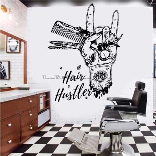 Barber Wall Stickers Barber Tools Barber Scissors Comb Barber Shop Hair Salon Salon Window Door Decorative Vinyl Decals 6