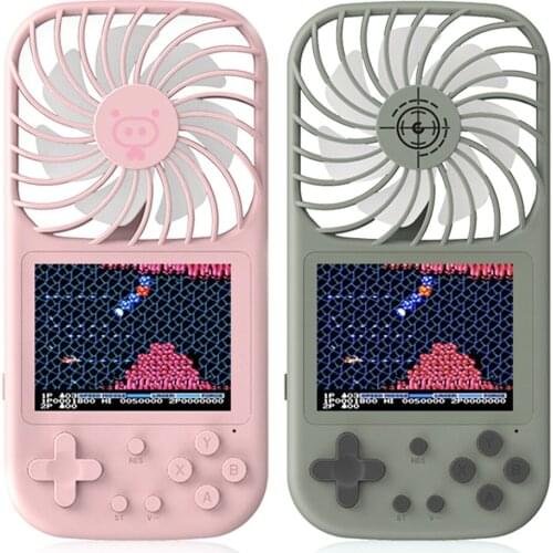 500 In 1 Retro Portable Pocket Fan Mini Handheld Video Game Console Cooling Fans 2.8Inch Color LCD Kids Color Gaming Player