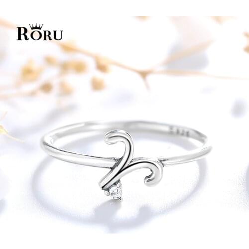Real 925 Sterling Silver Vintage Twelve Constellation Aries Small Rings for Woman Zirconia for Women Girls Gift 2021 Trendy
