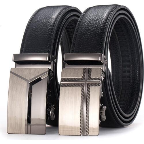 PU faux Leather ratchet belt Mens fabric Automatic Buckle Fashion Belts For Men Business Popular Male Brand Black Belts Luxury