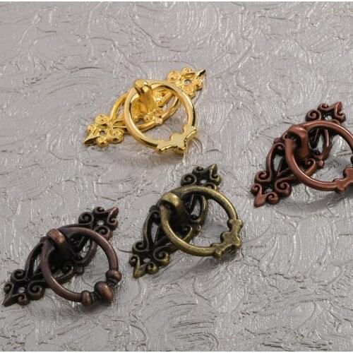 Retro Zinc Alloy Kitchen Drawer Cabinet Door Handle Furniture Hardware Cupboard Antique Brushed Red Bronze Golden Black Handles