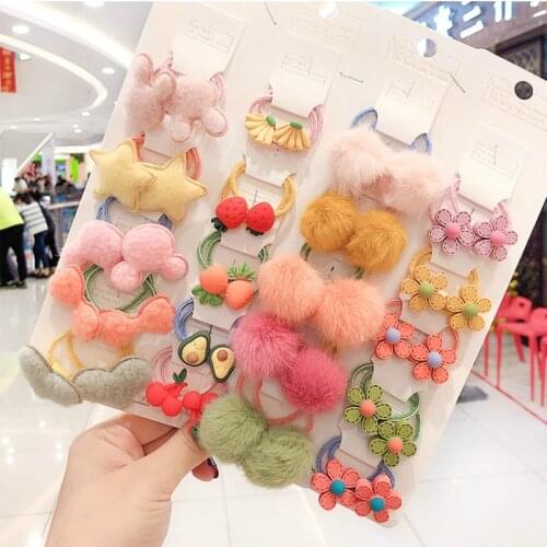 6/10/20 Pcs/Set Children Cute Cartoon Fruit Flower Hair Bands Baby Girls Nylon Scrunchies Rubber Bands Kids Hair Accessories