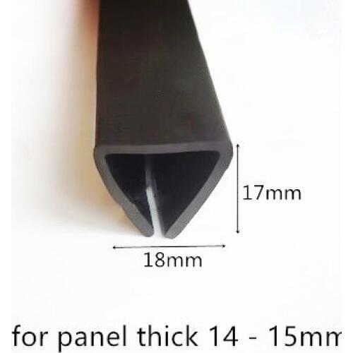 Rubber Sealing U Strip 17x18x17mm for 14 - 15mm thick Glass Metal Car Wood Panel Board Edge Encloser Shield Black
