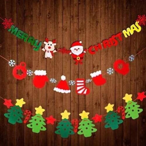 Christmas Decoration Hanging Flags Non-woven Merry Christmas Pull Flags Cloth Doors and Windows Festival Supplies High Quality