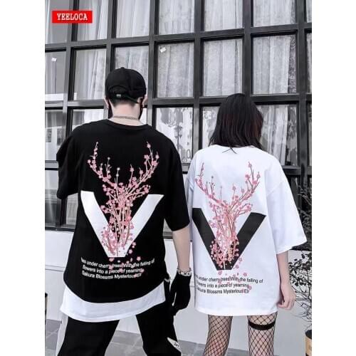 Dropshipping 2019 trend sika deer couple short-sleeved shirt summer casual oversized men and women couple loose hip hop T-shirt