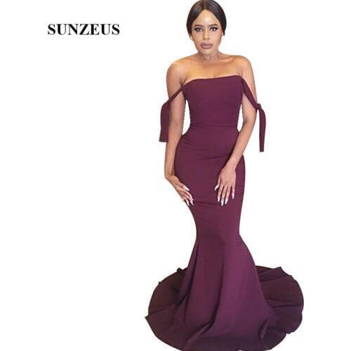 Mermaid Burgundy Bridesmaid Dress Off Shoulder Straps Long Wedding Party Gowns African Women Elegant Formal Dress