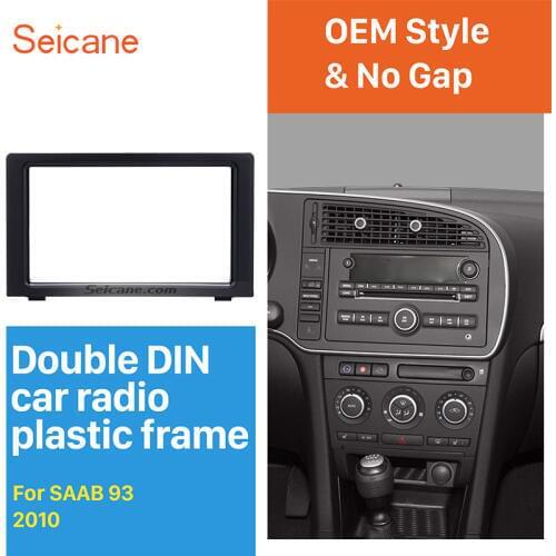 Seicane Double Din Car Radio Fascia Frame Trim Kit for 2010 SAAB 93 DVD Panel Stereo Player Outter Frame Trim Bezel Seicane