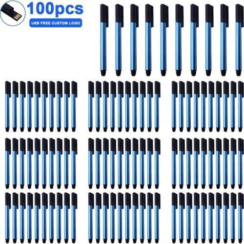 100pcs free logo USB2.0 Ballpoint pen Flash Drive USB Stick 64GB 32GB 16GB 8GB Pen Drive Real Capacity Pendrive USB Memory Stick