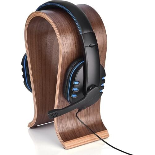 Universal U Shape Wood Headphones Stand Holder Hanger Wooden Headset Desk Display Shelf Rack